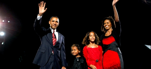 Obama & his family at Grant Park, 4th nov 2008